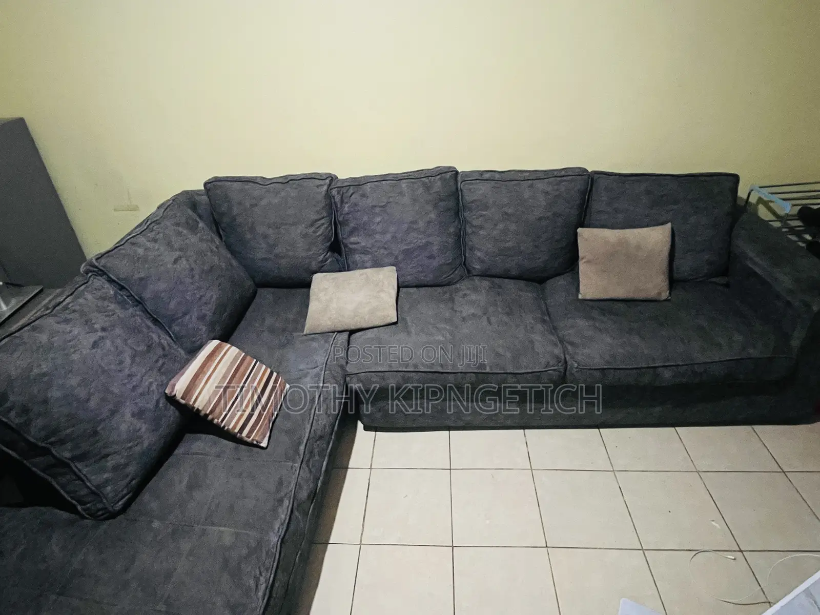 L Shaped Sectional Grey Sofa Set