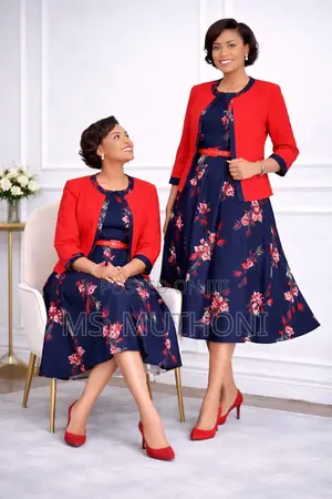 *Two-Piece Coat Floral Midi Dress 44-54