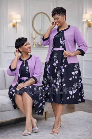 *Two-Piece Coat Floral Midi Dress 44-54