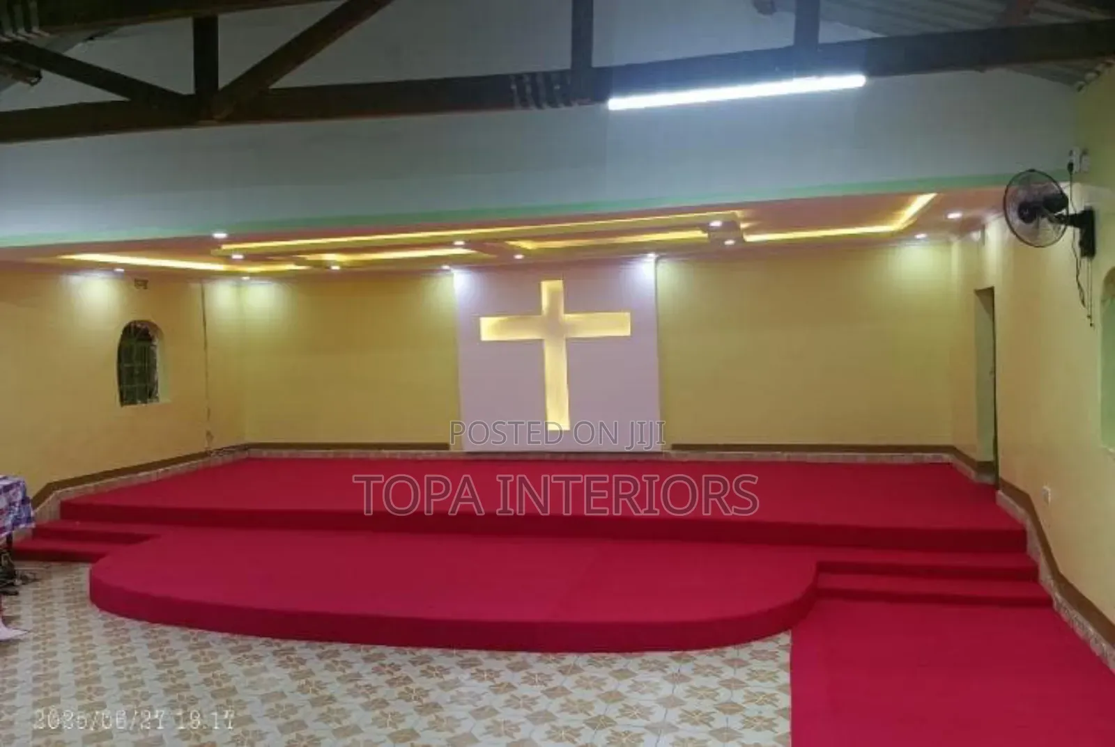 4m Wide Executive Look Red Church Carpets Installation
