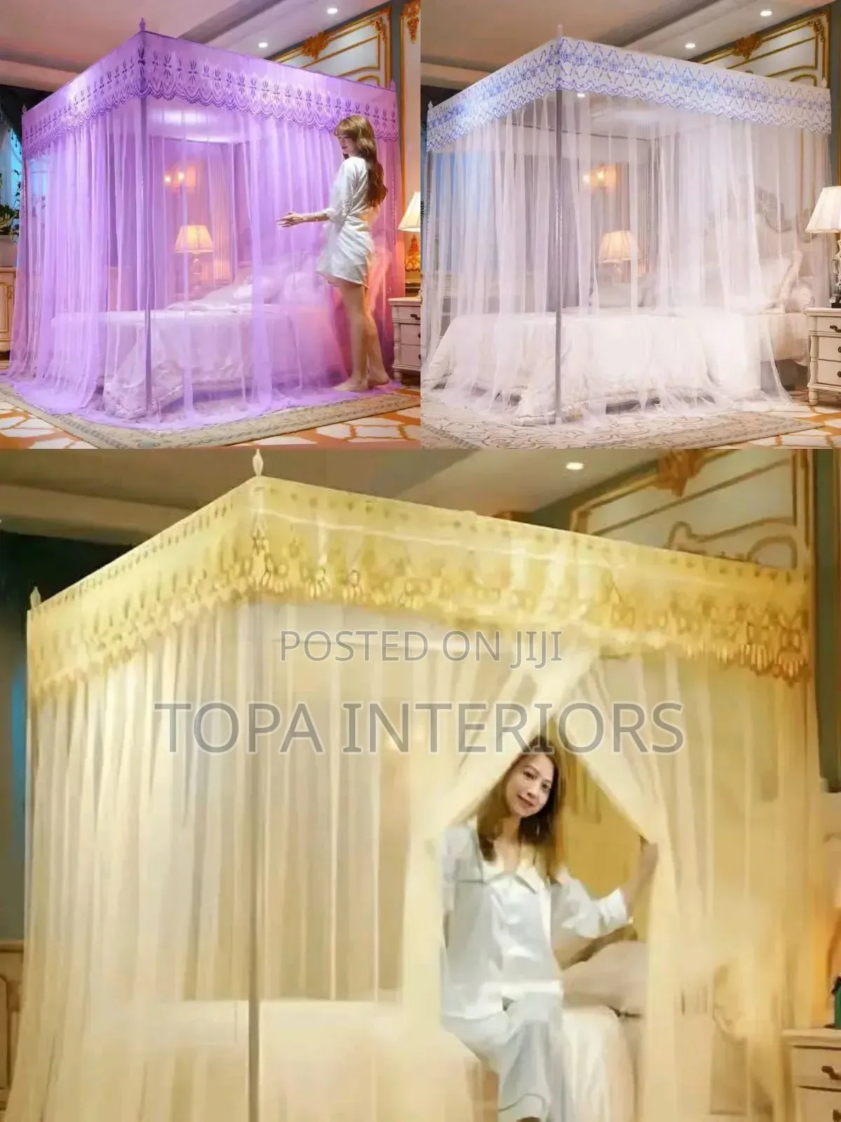 Foldable Bed Mosquito Nets With 4 Metallic Stands