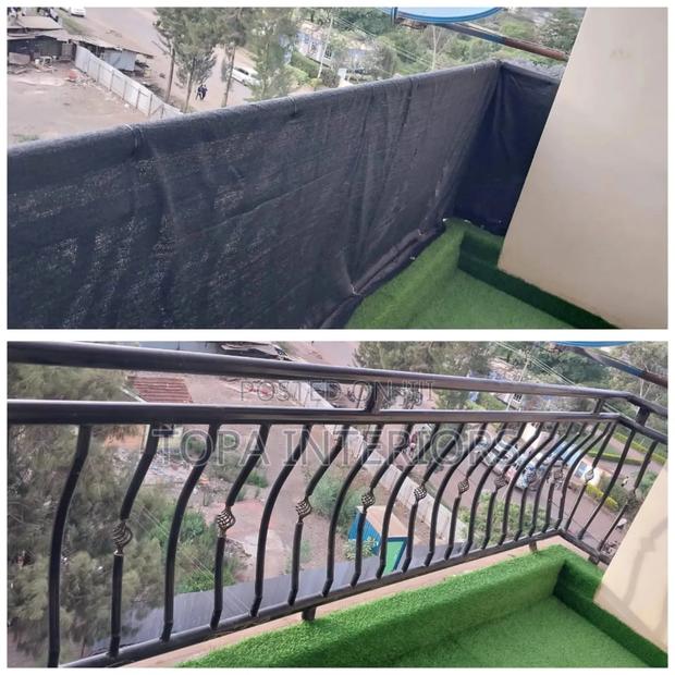 Wind Breaker Black Canvas Balcony Privacy Shield Fencing - main view