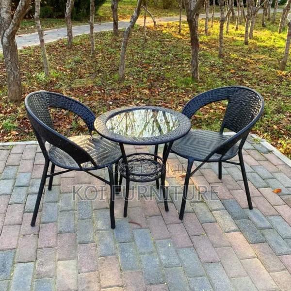 Dining Set; Home Outdoor Rattan 3-Piece Dining Set
