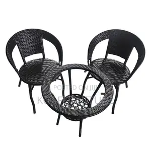 Dining Set; Home Outdoor Rattan 3-Piece Dining Set