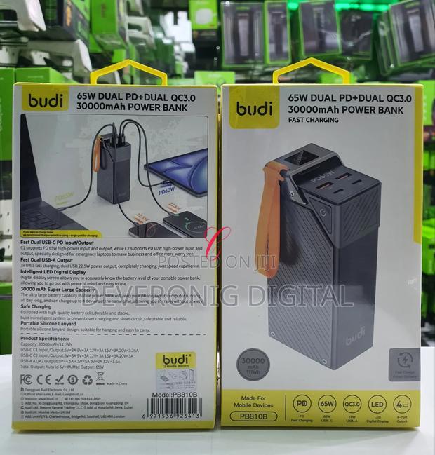 Budi Pb810b *65w 30000mah* Pd Fast Charging Power Bank