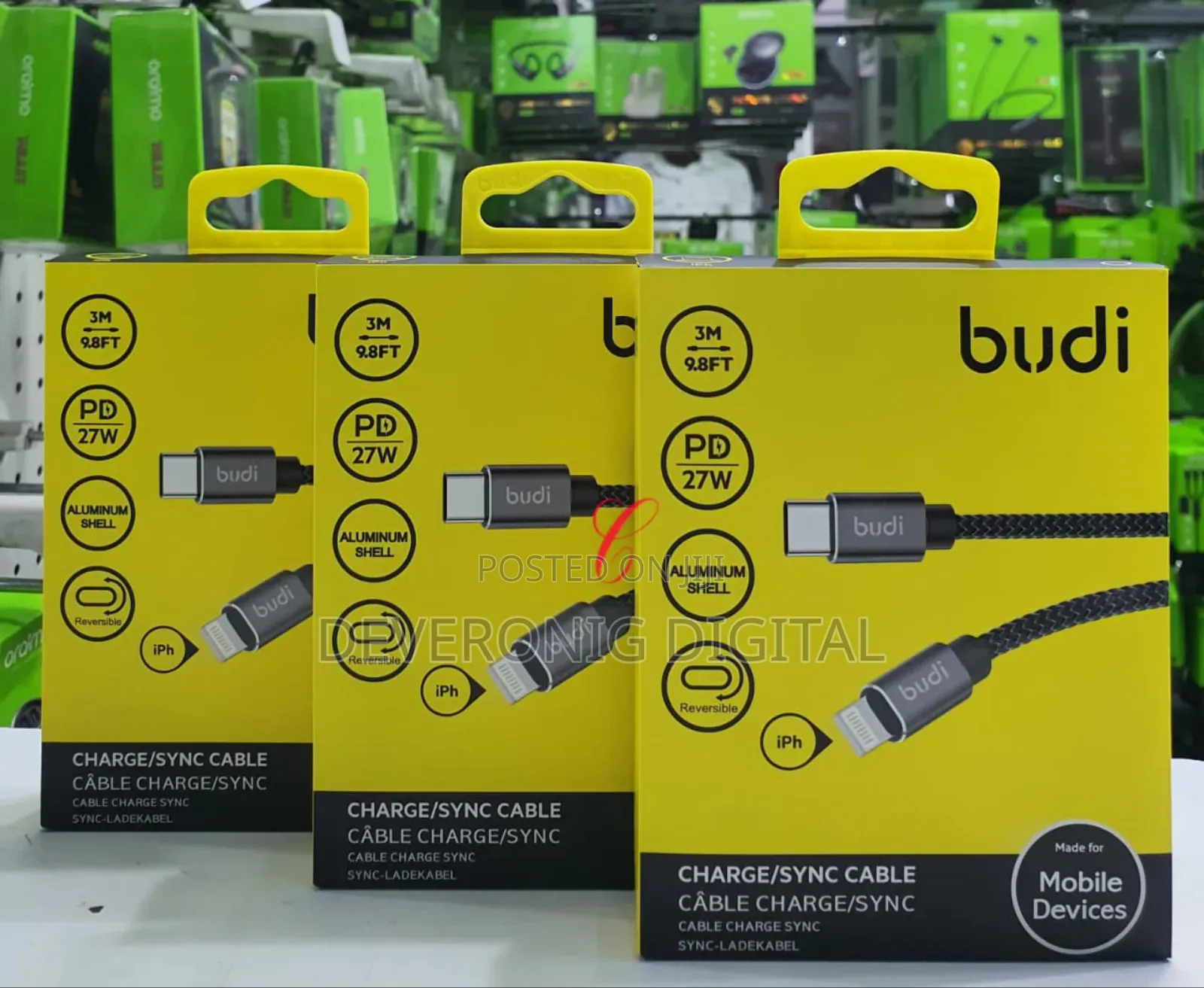 Budi Dc206tl20b *2m 27w Type C to Lightning Cable
