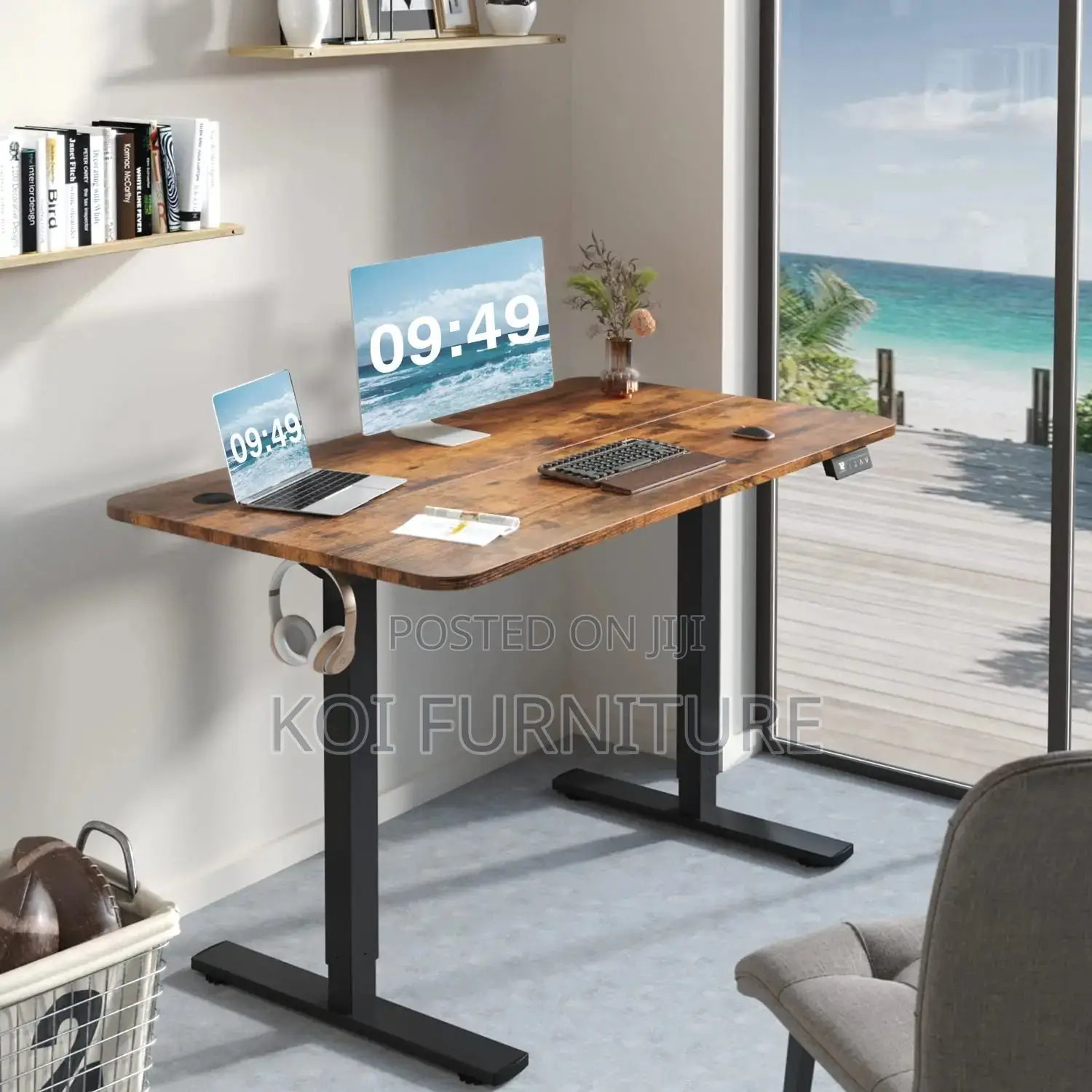 Office Desk; 1.4m Electric Adjustable Home Office Computer Desk