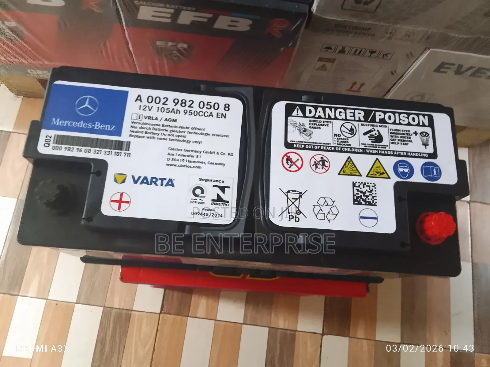 Marcedez Benz Din 105/105ah Agm