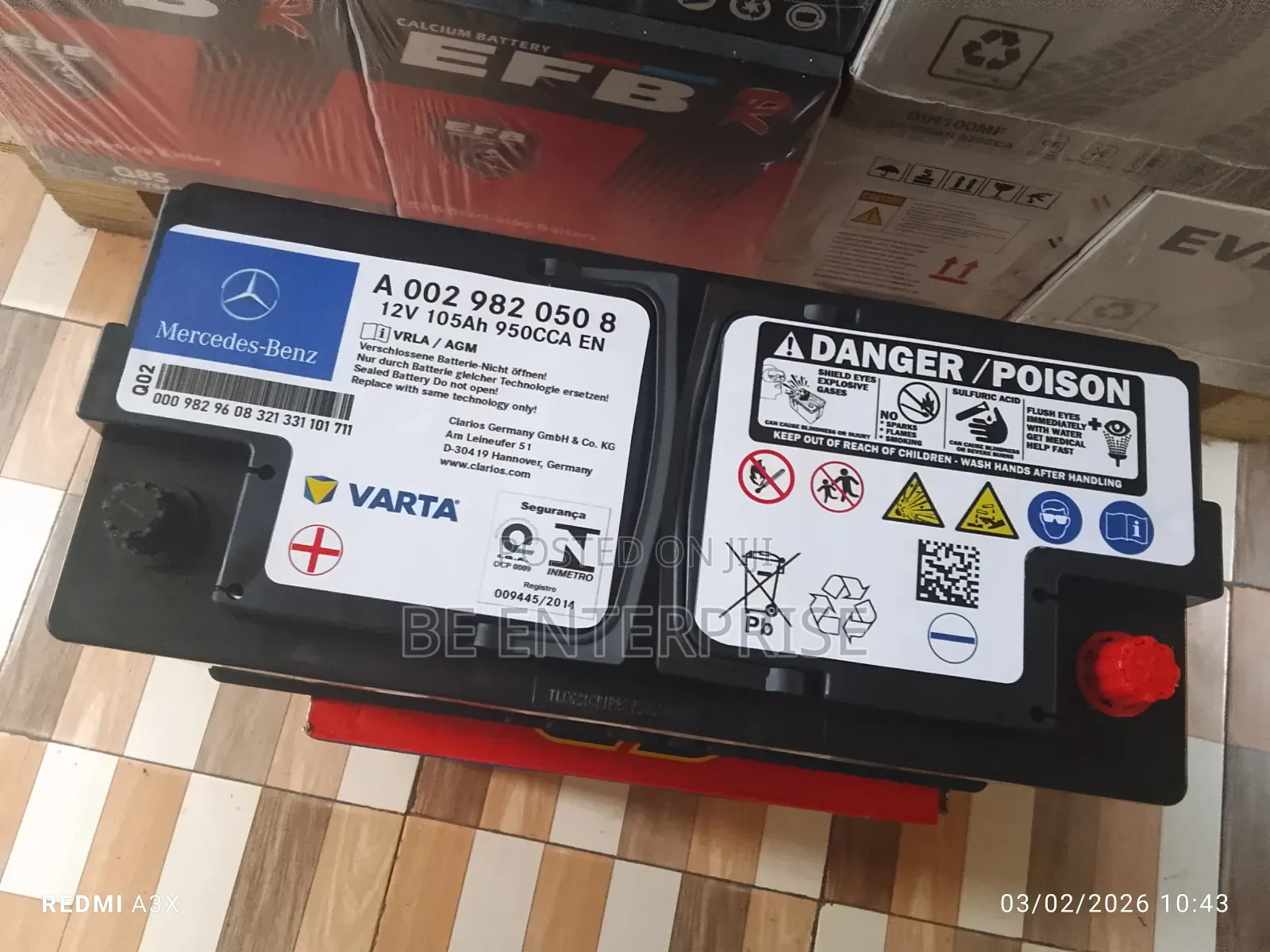 Marcedez Benz Din 105/105ah Agm
