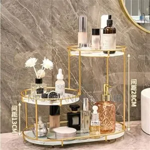 3 Level Gold Frame Marble Tray Organizer Rack P.O