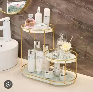 3 Level Gold Frame Marble Tray Organizer Rack P.O