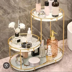 3 Level Gold Frame Marble Tray Organizer Rack P.O