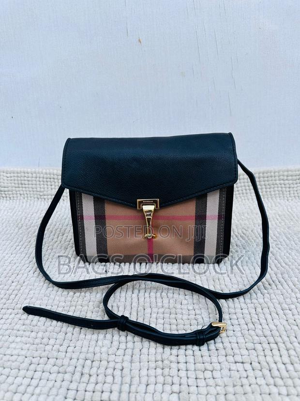 Authentic Burberry Macken Crossbody Bag - Black Leather House Check