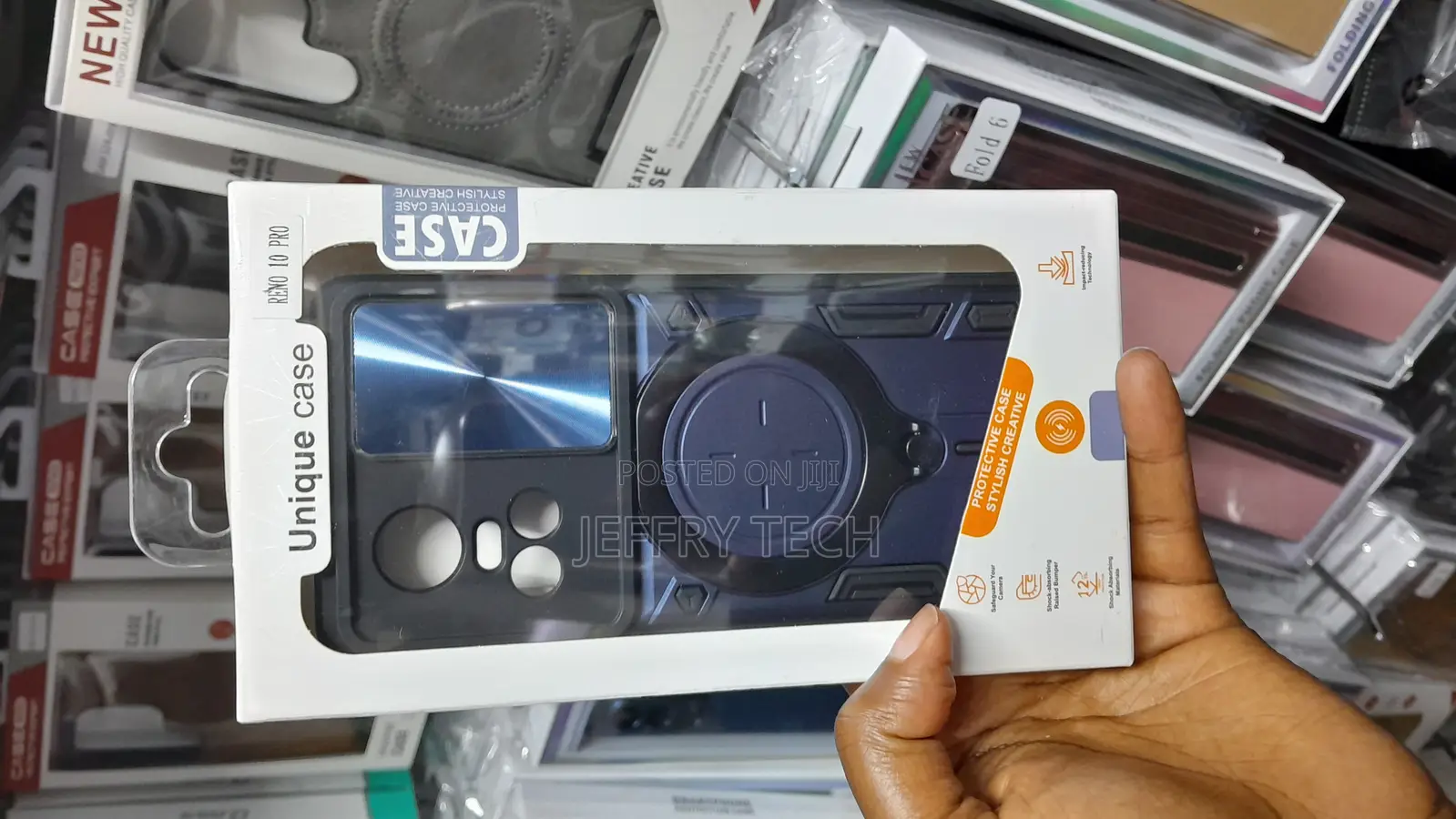 Zasert Oppo Reno 10 Pro Magnetic Case With Built-in Metal Ring Stand