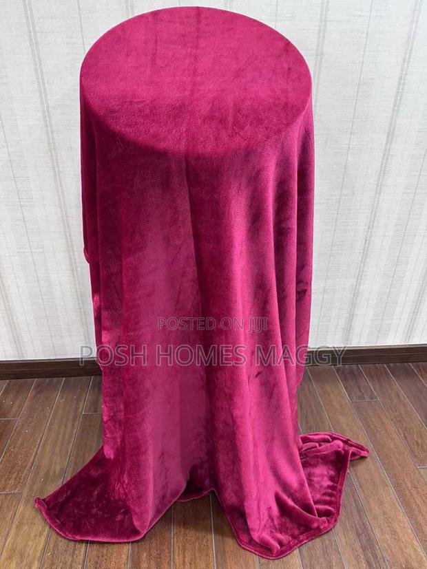 *Plain Coral Fleece Throw Blanket - main view