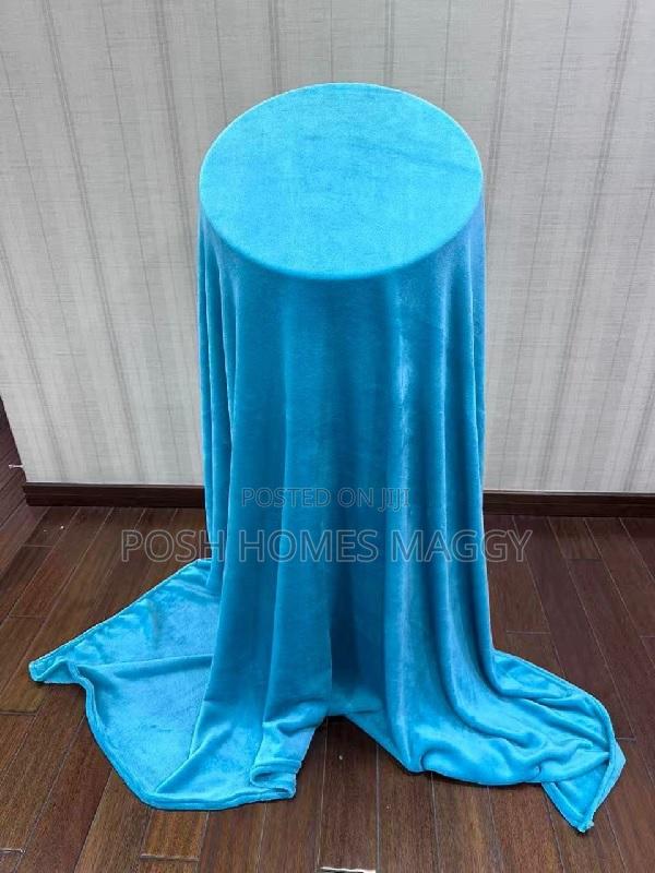Turquoise Plain Coral Fleece Throw Blanket - main view