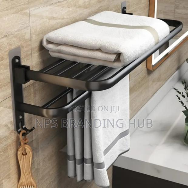 60cm Black Bathroom Wall Mounted Towel Rack Zy