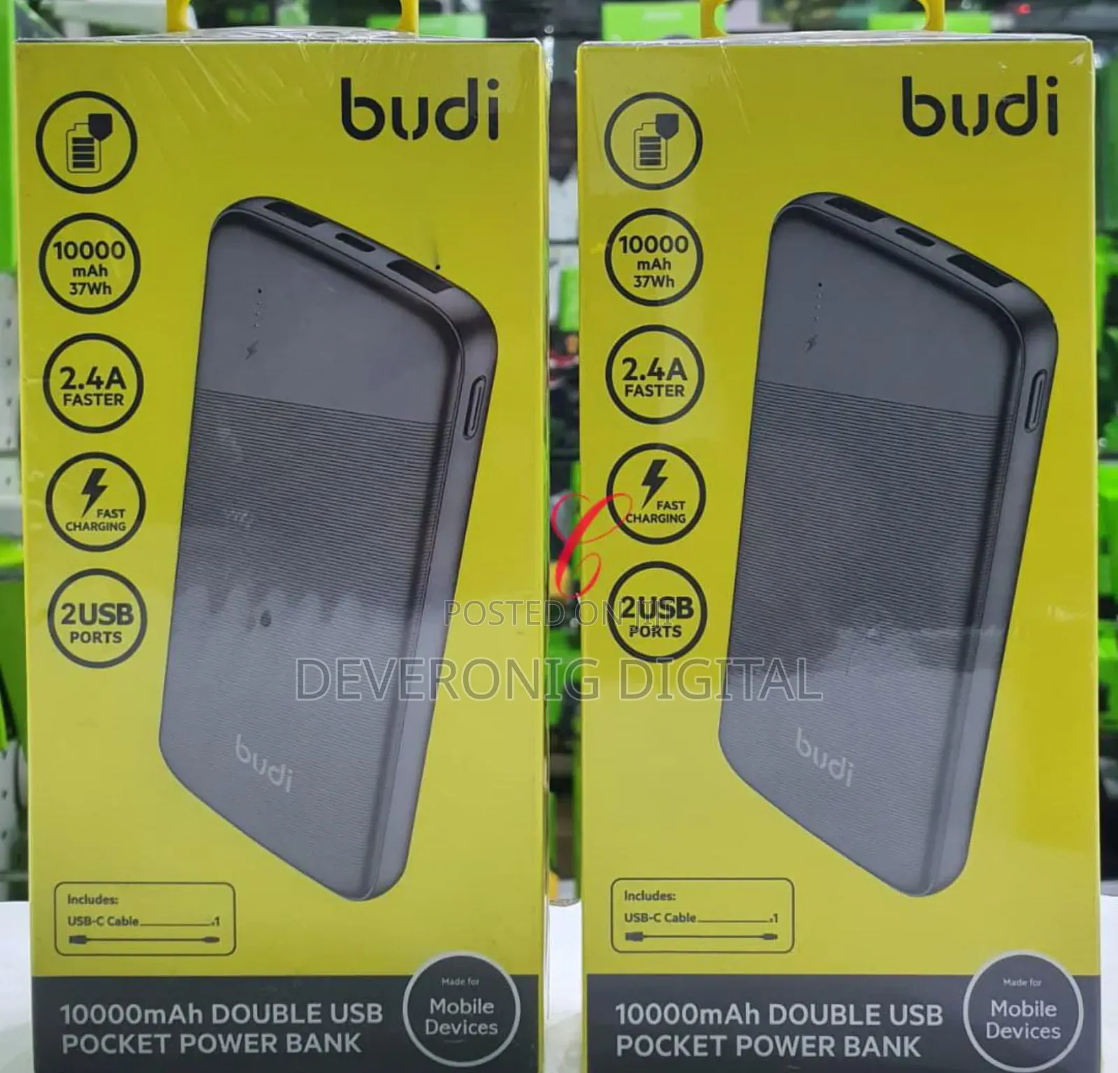 Budi Pb090b *10000mah* Double Usb Picket Power Bank