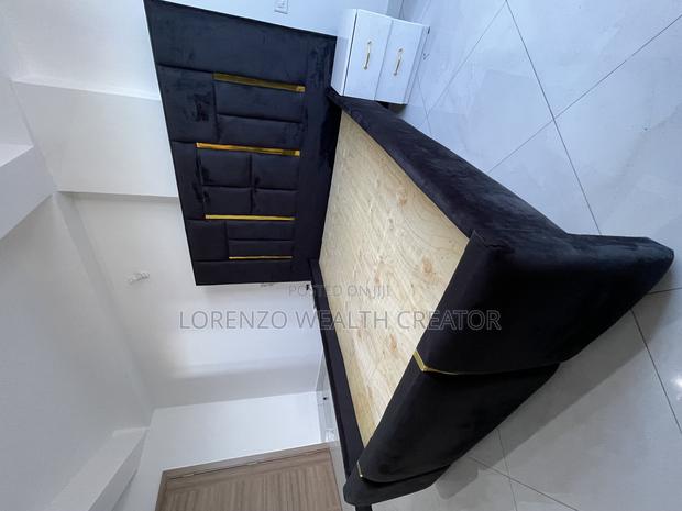 Modern Black Bed Frame With Mattress 5 by 6 Oversized - main view