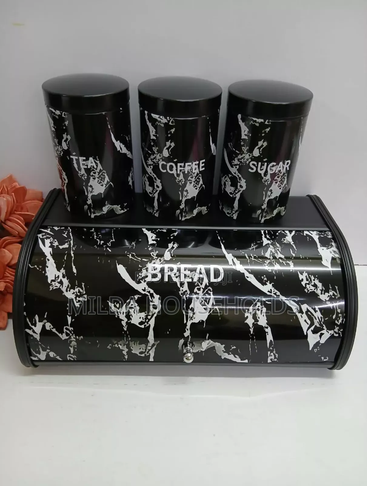 Unique and Elegant Bread Storage Bin With 3pcs Canisters