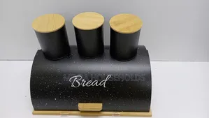 Unique and Elegant Bread Storage Bin With 3pcs Canisters