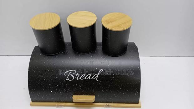 Unique and Elegant Bread Storage Bin With 3pcs Canisters - thumbnail 2
