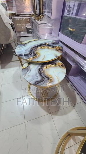 Modern Luxury 2in1 Marble Effect Nesting Tables - thumbnail 2