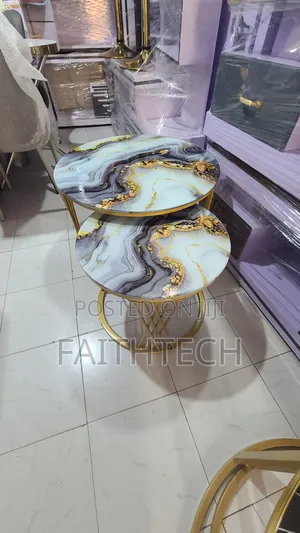 Modern Luxury 2in1 Marble Effect Nesting Tables