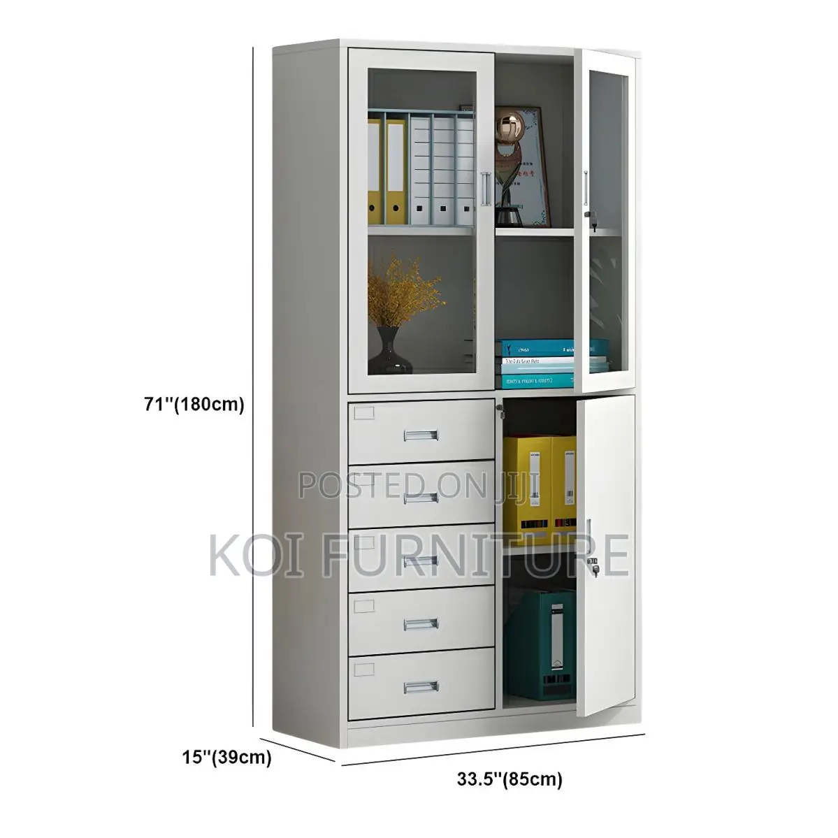 Office Cabinet; White Steel Office Storage Cabinet With Clear View