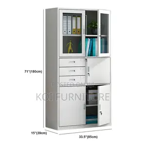 Office Cabinet; White Steel Office Storage Cabinet With Clear View
