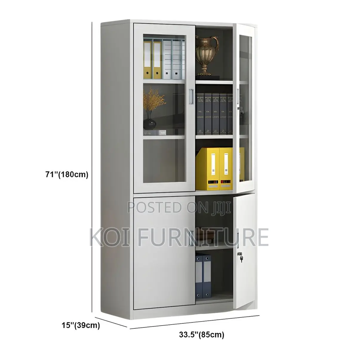 Office Cabinet; White Steel Office Storage Cabinet With Clear View