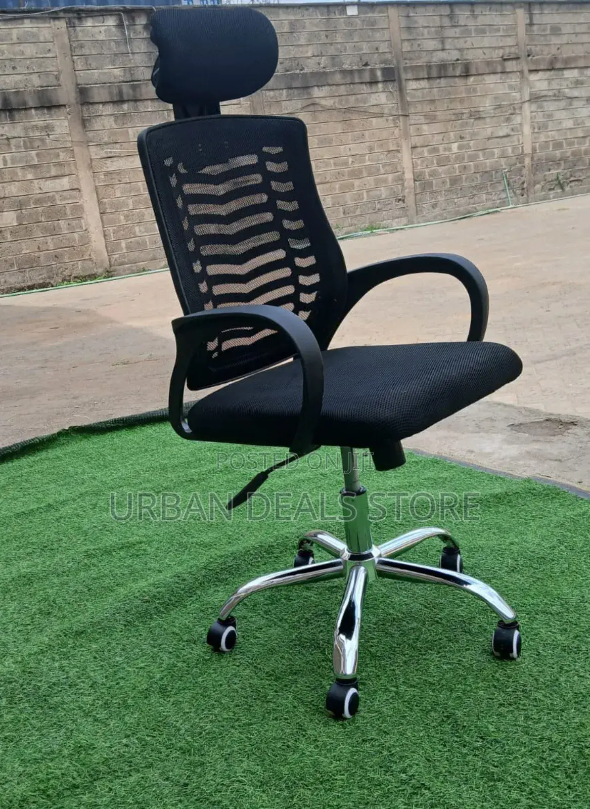 Secretarial Mesh Black Office Chair With Headrest