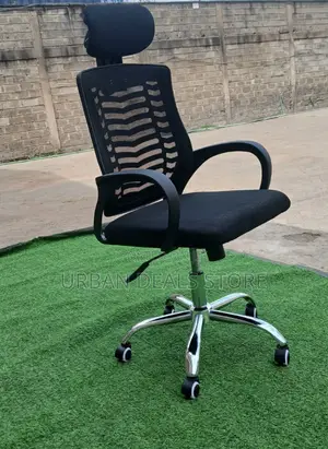 Secretarial Mesh Black Office Chair With Headrest