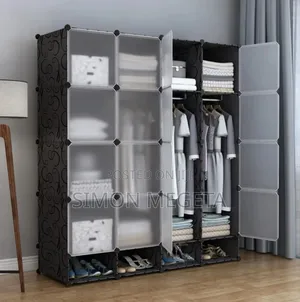 Portable 4- Column Plastic Wardrobes Available in Different Colours