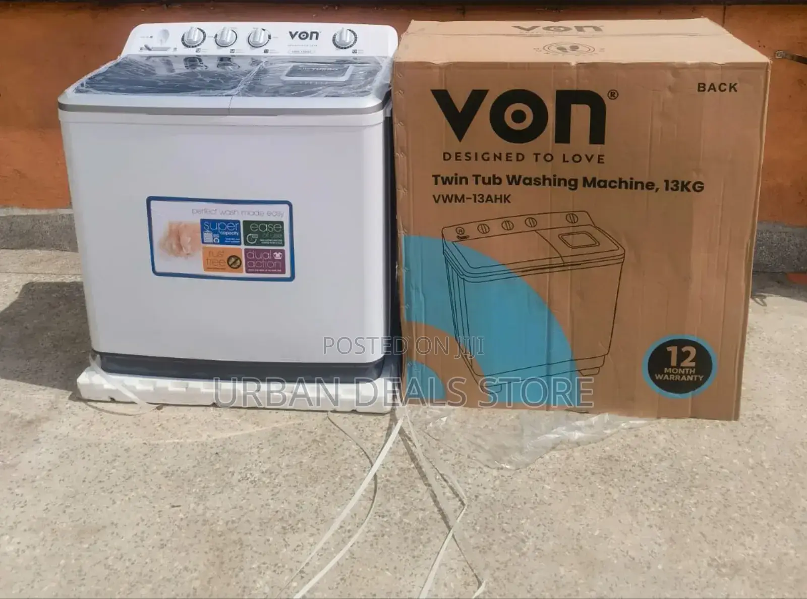 Von 13kg Twin Tub Washing Machine -White