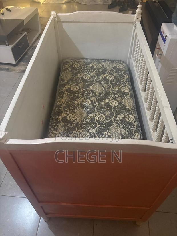 Solid Wooden Baby Cot With Mattress- Durable Spacious - main view