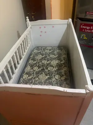 Solid Wooden Baby Cot/Court With Mattress- Durable Spacious
