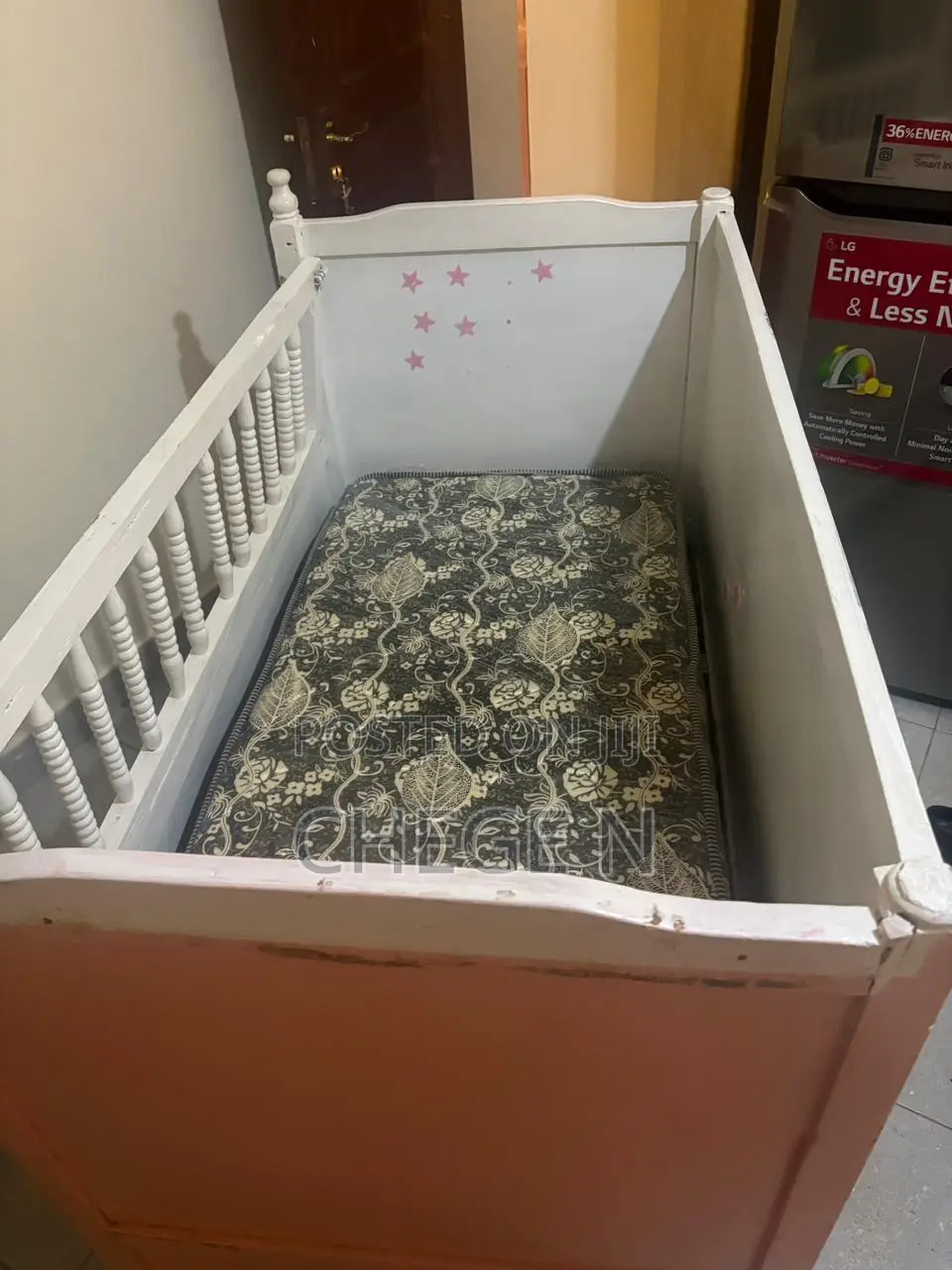 Solid Wooden Baby Cot/Court With Mattress- Durable Spacious