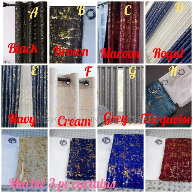 3 Pc Marble Velvet Curtains*
