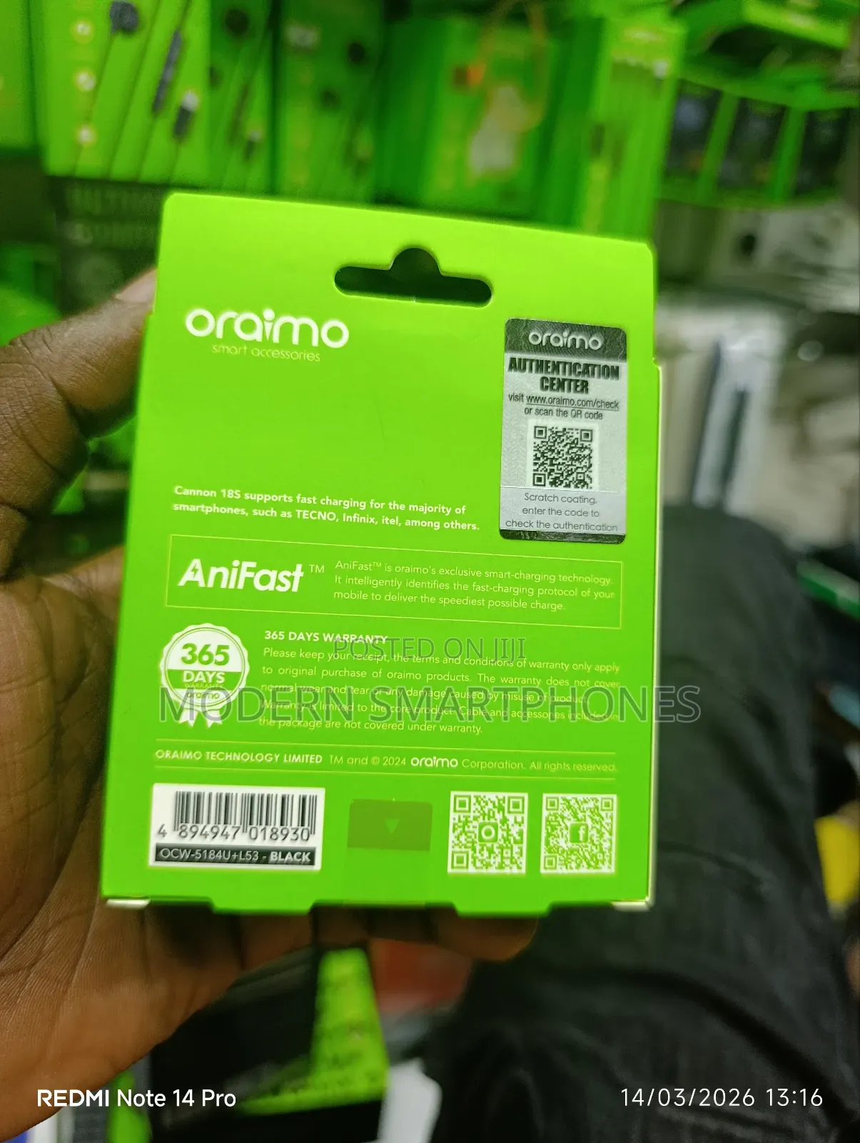 Oraimo Cannon 18s 18w Rapid Charge iPhone / Lighting Charger