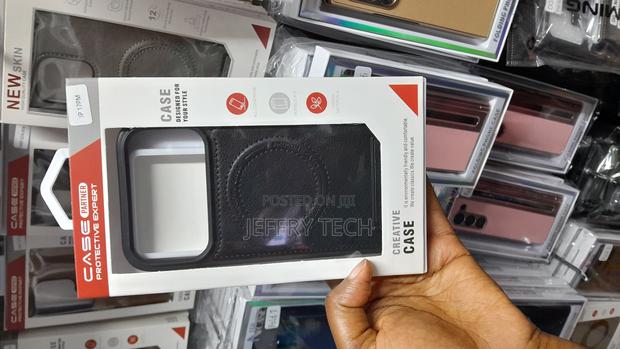 Melly iPhone 17 Pro Max Leather Case,Built-in Invisible Stand Black - main view