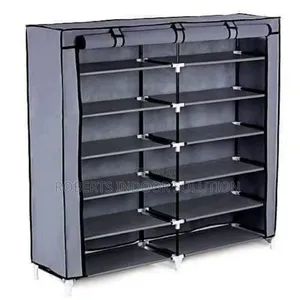 Portable Durable Metallic Shoe Rack With Canvas Cover