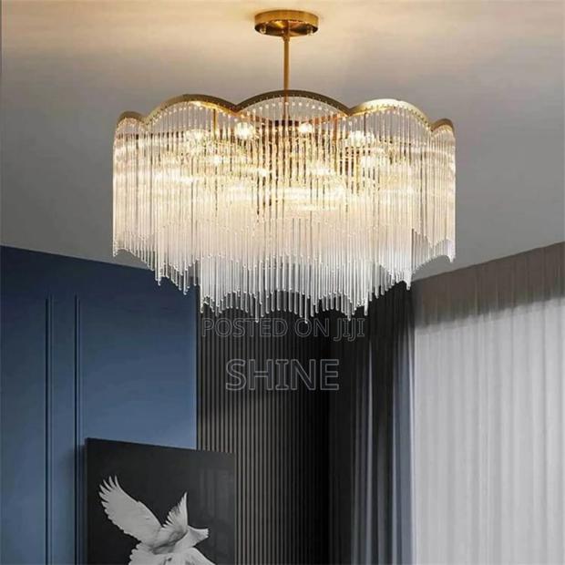 Tassel Raindrop Gold Crystal Chander - thumbnail 2