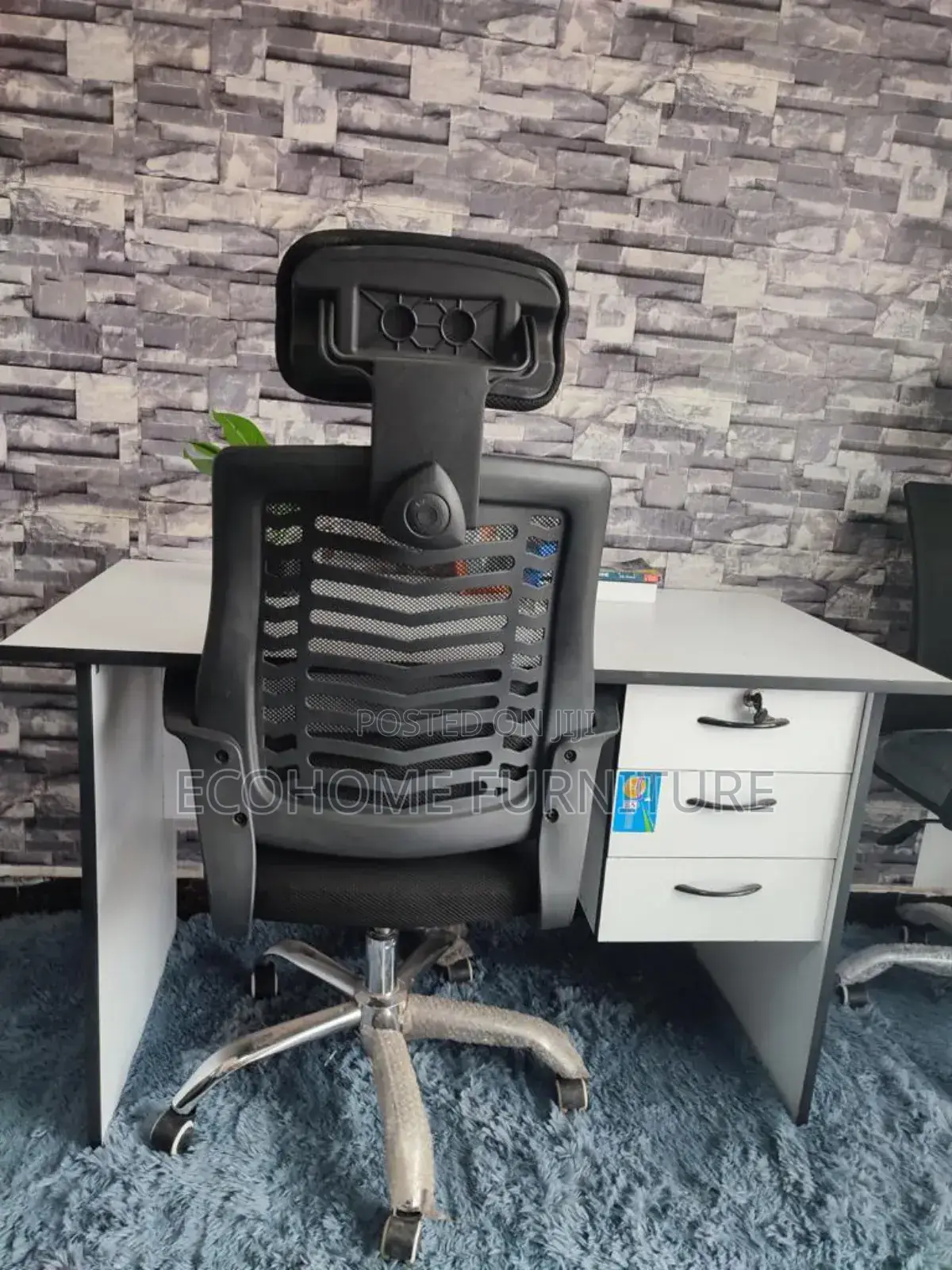 Study Desk and Headrest Office Chair