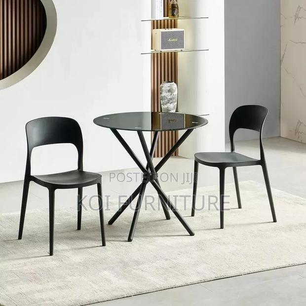 Coffee Table; Round Black Home Dining Coffee Table