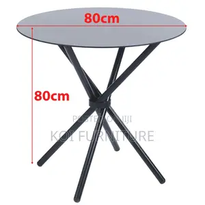 Coffee Table; Round Black Home Dining Coffee Table