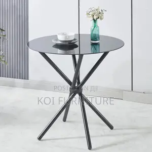 Coffee Table; Round Black Home Dining Coffee Table