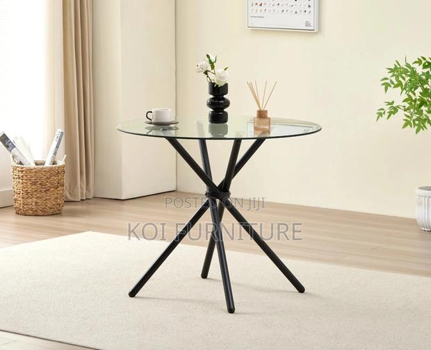 Coffee Table; Round Black Home Dining Coffee Table - thumbnail 6