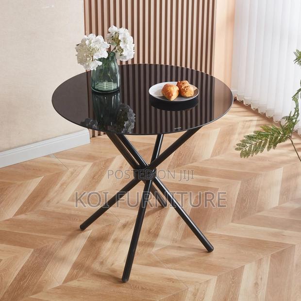 Coffee Table; Round Black Home Dining Coffee Table - thumbnail 7