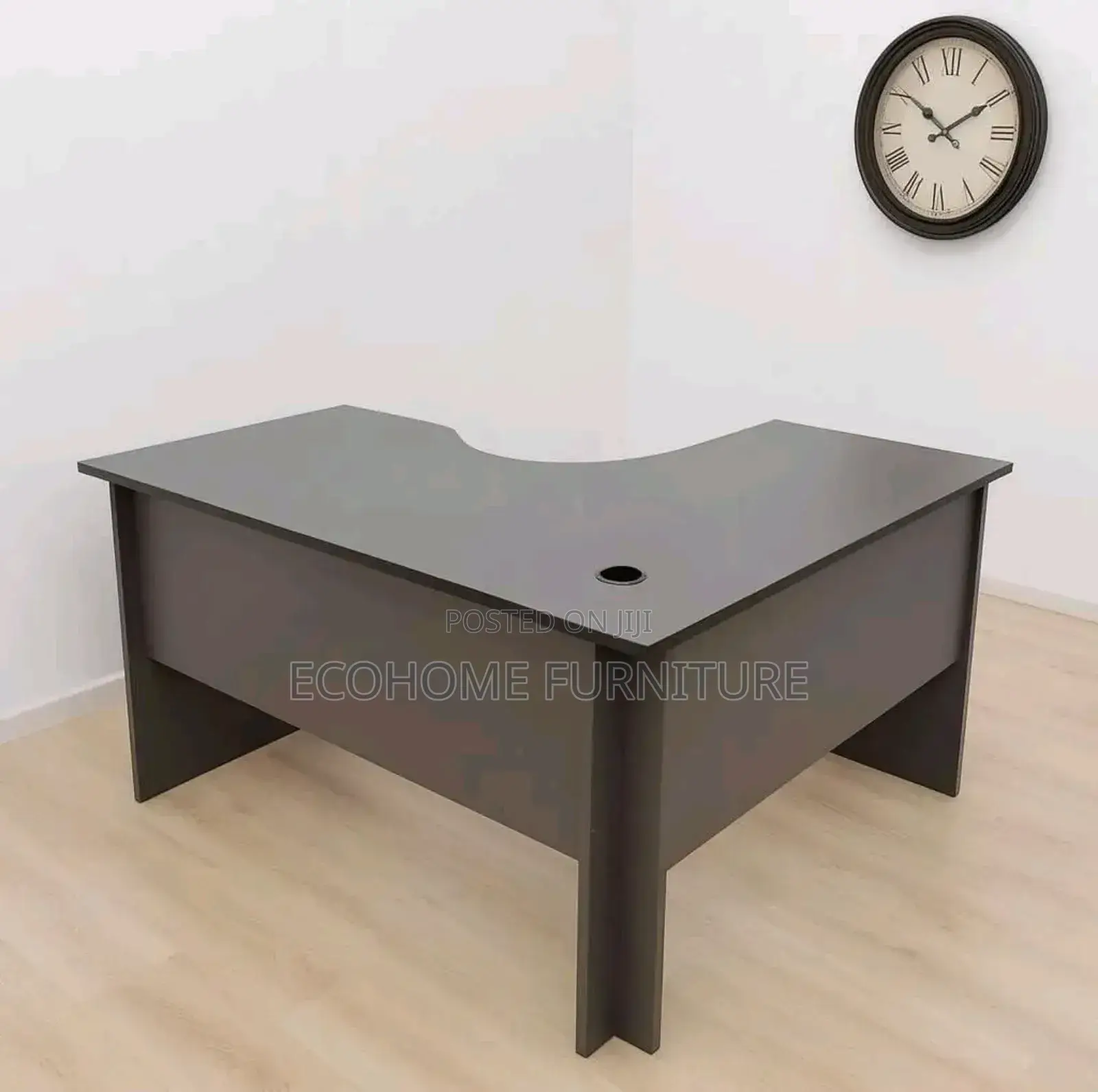 Gray Curved Office Desk
